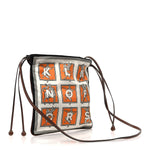 Satin Mythical Alphabet Drawstring Pouch Orange Black White