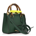 Wonka Grain Calfskin Mini Diana Tote Bag Green Yellow Fluo