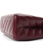Shiny Lambskin Chevron Quilted Nano Kelly Shopper Dark Burgundy