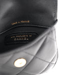 Lambskin Quilted Pearl Top Handle Clutch With Chain Black