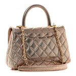 Metallic Caviar Quilted Mini Coco Handle Flap Gold