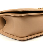 Caviar Chevron Quilted Medium Boy Flap Beige