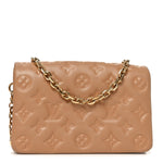Lambskin Embossed Monogram Pochette Coussin Camel