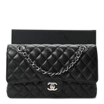 Caviar Quilted Medium Double Flap Black