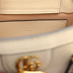Textured Dollar Calfskin Web Mini Diana Tote Bag Mystic White