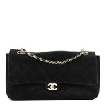 Suede Calfskin Small Souplissimo Maxi Flap Black
