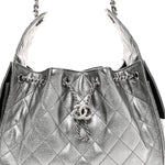Metallic Caviar Quilted Small Chanel 25 Handbag Anthracite