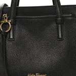 Hammered Calfskin Double Handle Small Amy Tote Black