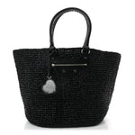 Raffia Woven Large Le Cagole Panier Tote Black