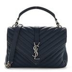 Sheepskin Matelasse Chevron Monogram Medium College Bag Navy