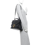 Calfskin Embossed Medium Margot Top Handle Satchel Black