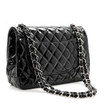 Patent Quilted Jumbo Double Flap Black