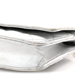 Metallic Lambskin Quilted Wallet On Chain WOC Silver