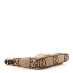 Monogram Jumbo GG Textured Dollar Calfskin Web Wristlet Messenger Bag Camel Ebony New Acero