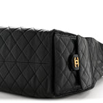 Shiny Crumpled Calfskin Quilted Medium Chanel 25 Handbag Black