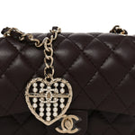 Lambskin Quilted Mini Double Flap With Hook Dark Brown
