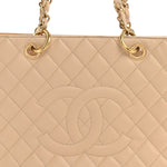 Caviar Quilted Grand Shopping Tote GST Beige