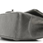 Metallic Lambskin Quilted Mini Rectangular Flap  Dark Grey