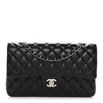Lambskin Quilted Medium Double Flap Black