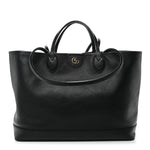 Textured Dollar Calfskin Medium Ophidia Shoulder Tote Bag Black