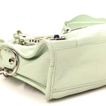 Chevre Silver Metallic Edge Hardware Mini City Vert Anis