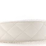 Mesh Shiny Lambskin Chain Hobo White