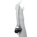 Grained Calfskin Mini Saddle Bag Black