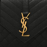 Grain De Poudre Textured Mixed Matelasse Triquilt Medium Monogram Satchel Black