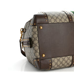 GG Supreme Monogram Textured Dollar Calfskin Web Studded Large Savoy Duffle Bag Beige Ebony