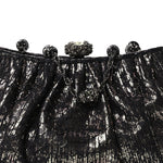 Snakeskin Crystal Evening Clutch Black Silver