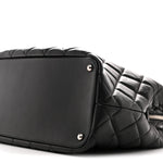 Lambskin Quilted Chic and Soft Shopping Tote Black