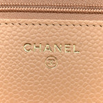 Caviar Quilted Wallet on Chain WOC Beige