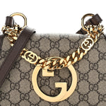 GG Supreme Monogram Textured Dollar Calfskin Mini Blondie Chain Shoulder Flap Bag Beige Ebony New Acero
