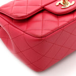 Lambskin Quilted Mini Square Flap Dark Pink