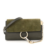 Suede Calfskin Mini Faye Shoulder Bag Deep Forest