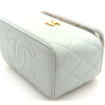 Caviar Quilted Sweetheart Vanity Case Bleu Clair