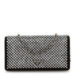 Satin Crystal Metal Triangle Logo Mini Crossbody Bag Cristal