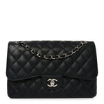 Caviar Quilted Jumbo Double Flap Black