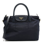 Tessuto Nylon Saffiano Shopping Tote Navy
