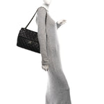 Washed Lambskin Quilted Maxi Single Flap Black
