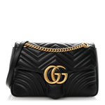 Calfskin Matelasse Medium GG Marmont Shoulder Bag Black