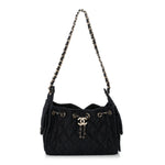 Denim Quilted Mini Chanel 25 Handbag Dark Blue