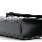 Grain De Poudre Textured Mixed Matelasse Triquilt Medium Monogram Monochrome Satchel Black
