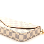 Damier Azur Pochette Felicie Chain Wallet Rose Ballerine