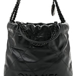 Shiny Calfskin Quilted Mini Chanel 22 So Black