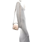 Calfskin Crocodile Embossed Mini C Double Carry Cement Pink