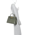 Ostrich Kelly Sellier 32 Vert Olive