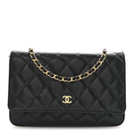 Caviar Quilted Wallet on Chain WOC Black