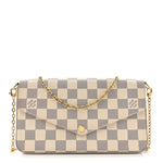 Damier Azur Pochette Felicie Chain Wallet Rose Ballerine