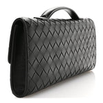Nappa Intrecciato Long Andiamo Top Handle Clutch Black